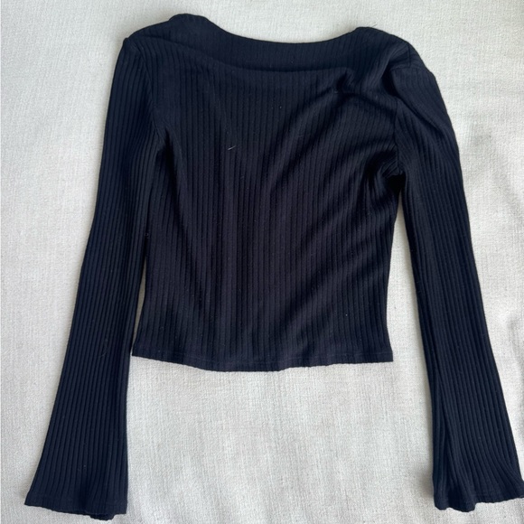 Reformation Black Ribbed Button-Up Top - Gellar Top - Picture 3 of 3